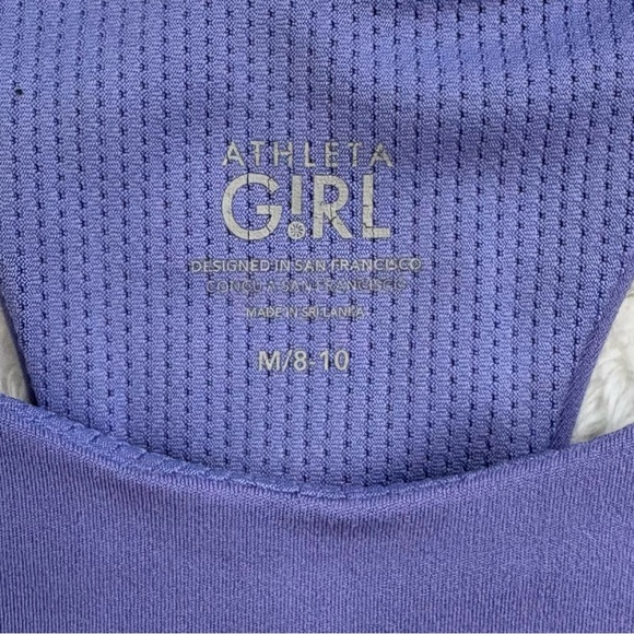ATHLETA GIRL Cropped Tank Sports Bra Purple Size Medium 8-10 - Picture 3 of 6